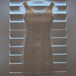 Arden B White Geometric Lace Short Sleeve Dress Size XS NWOT